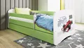 Raumhirsch Furniture Kinderbett 70x140, 80x160, 80x180 cm - Komplettset mit Matratze & Schublade (Bett für Jungs, Einzelbett für Kinder 2–12 Jahre mit Rausfallschutz), verschiedene Farben & Designs