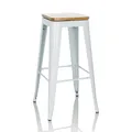 hjh OFFICE Barhocker drehbar VANTAGGIO HIGH WS Hocker im Industry-Design stapelbar, Holz-Sitzfläche 360° drehbar, Weiß