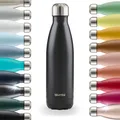 Blumtal Trinkflasche 350 ml Edelstahl - auslaufsichere Isolierflasche - BPA-freie Trinkflasche kalt & warm - doppelwandige Insulated Bottle - rostbeständige Isolierflasche Metall Schwarz
