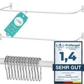 Duschvorhangstange 4in1 – L/U-Form, rostfrei, ohne Deckenhalterung, inkl. Ringe
