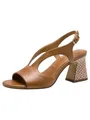 Tamaris Damen Sandalette mit Blockabsatz Leder, braun, 40 EU