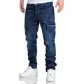 Amaci&Sons Straight-Jeans MIAMI Regular Slim Cargo Jeans blau W36/L32