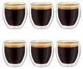Creano doppelwandige Espresso-Gläser, 6er-Set 100ml Thermo-Gläser mit Schwebe-Effekt