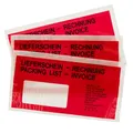 LOGIC PACK Lieferscheintaschen DIN DL 225x110 mm Transparent – 1000 Stück, Dokumententaschen selbstklebend transparent, Rechnungstaschen für A5, Begleitpapiertaschen LDPE mit rot/schwarz Aufdruck
