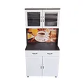 Küchenbuffet mit Glasteil Grau/Weiß Blanca Bistro Küchenschrank Hochschrank HTI-