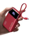 INIU 45W Power Bank, Ultra Klein 20000mAh Powerbank mit Integriertem USB C Kabel, Schnellladen Externe Handyakkus, Flugtauglich, Reise-Essential für Pendeln, Täglichen Gebrauch, iPhone 17 16, Rot
