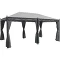 MCW Pergola Calpe 5x3m Grau mit Seitenwand mit Moskitonetz