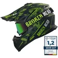 Broken Head Motocrosshelm Squadron Grün (Mit MX-2 Brille Schwarz), Zwei Verschlüsse grün XS (53-54 cm)