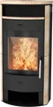 Kaminofen FIREPLACE "MAIA Sandstein", Exklusiv, Aufstellort in deinem Zuhause", schwarz, Kaminöfen, Kaminofen, Große Sichtscheibe, mit Tee- und Holzfach, Topseller