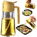 TrendPlain 16oz Ölsprüher für Speiseöl – 470ml Olivenöl Flasche – 2-in-1 Ölspender und Ölsprüher – Küchen Gadgets für Kochen, Salat und Grill (Gelb)