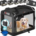 CADOCA® Hundebox XXL 90x60x66cm faltbar atmungsaktiv robust Auto Hundetransportbox Transporttasche Haustiertransportbox Hundetragetasche Anthrazit - Grau