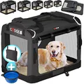 CADOCA® Hundebox XXL 90x60x66cm faltbar atmungsaktiv robust Auto Hundetransportbox Transporttasche Haustiertransportbox Hundetragetasche Anthrazit