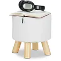 Relaxdays Hocker, Weiß, Holzwerkstoff, Holz, Kunststoff, 30x30x30 cm, Wohnzimmer, Hocker, Sitzhocker