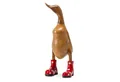 Rikmani Dekofigur Holzfigur Ente Stiefel - Handgefertigte Dekoration aus Holz Geschenk, 3 Holzarten
