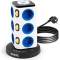 Duronic ET12L Mehrfachsteckdose | Steckdosenwürfel mit 3 USB Ports und touch-sensitives Nachtlicht | 12-Fach Steckdose 3680W 16A | Steckdosenleist...