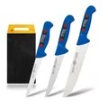 EIKASO SOLINGEN Fleischmesser/Schlachtmesserset 3tlg. für Profis und Privat (Blau)