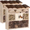 CADOCA® 2x Insektenhotel Bug's Inn 31x30,5x9,5cm Holz wetterfest Garten Bienenhotel Insektenhaus Nistkasten zum Aufhängen