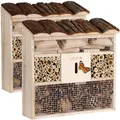 CADOCA® 2X Insektenhotel Bug's Inn 31x30,5x9,5cm Holz wetterfest Garten Bienenhotel Insektenhaus Nistkasten zum Aufhängen