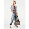Longstrickjacke HEINE, Damen, Gr. 42, grau (grau, melange), 100% Baumwolle, unifarben, Langarm, Strickjacken