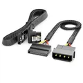 deleyCON 30cm 4-Pin Molex auf 15-pin SATA Kabel Set inkl. SATA-Kabel 60cm gewinkelt - SATA 3 Datenkabel 6 Gbit/s - Mainboard Festplatte HDD SSD PC Stromversorgung - Schwarz
