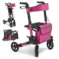 Juskys Rollator Vital faltbar, leicht, höhenverstellbar - Sitz, Tasche - Lila - Lila