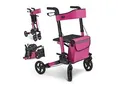 Juskys Rollator Vital faltbar, leicht & höhenverstellbar aus Aluminium bis 130 kg mit Sitz Lila