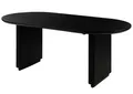 Massivmoebel24 Esstisch BARCELONA (Massivholz, Massivholztisch), oval Mango 180x90x45x76 schwarz lackiert BARCELONA #127