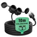 greate 2fach Verlängerungskabel 10 Meter aussen - Verlängerungskabel außen wasserdicht IP44-2 Fach Mehrfachsteckdose Verlängerung für Aussenbereich 10m 3500 W, Outdoor Extension Cord Waterproof