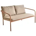 Gartensofa Bendt mit Kissen aus Teddy-Olefin Stoff und Aluminium, skandinavisch, peach beige, Outdoor