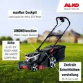 AL-KO Akku-Rasenmäher 382 Li Premium, 38 cm Schnittbreite, Akkufach für bis zu 2