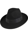 fiebig Fedora Wollfilzhut | Filzhut mit Ripsband Waterproof & Crushable (57-M, Schwarz)