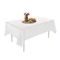 Puricon 12 Stück Einweg Tischdecke aus Kunststoff 137 x 274 cm, Premium Rechteckige Tischabdeckung Gartentischdecke für Gastronomie, Feste, Party, Hochzeiten oder Haushalt -Weiß