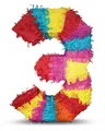 Piñata Zahl 3  für Party Deko Jubiläum Zahlen Pinata Bunt und stabil Geburtstag