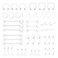 MixPiercing 48 Stück Klare Piercing Retainer aus Kunststoff für Nase Zunge Brustwarze Nippel Bauch Lippen Labret Septum Hoops Ohr Knorpel, Plastik Piercing Platzhalter Schmuck für OP