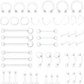 Piercing Retainer Kunststoff Set 48 Stück für Nase Zunge Brustwarze Nippel