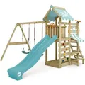 Wickey Spielturm VanillaFlyer Klettergerüst mit Rutsche Pastellblau