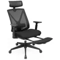 Boxxx Drehstuhl, Schwarz, Textil, Sternfuß, 68.5x133x70 cm, Rückenlehne in S-Form, Sitzfläche 360° drehbar, inklusive Armlehnen, ergonomische Rückenlehne, ausziehbare Fußstütze, Arbeitszimmer, Bürostühle, Drehstühle