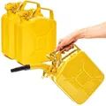 BW® Benzinkanister Metall 3x 5 Liter mit Ausgießer - Kraftstoffkanister Gelb - RAL 1018 - TÜV-geprüft und UN-Zulassung - 0,8mm Stahl nach DIN 7274 - Made in Europe