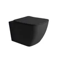 Domino LAVITA Wand-WC Hänge Toilette mit WC-Sitz, Toilettendeckel mit Absenkautomatik & Metallscharniere Spülrandlos Hängend Toilettenbecken, Lago Black 350x510x375 mm Schwarz