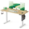 SONGMICS Höhenverstellbarer Schreibtisch, 140 cm, USB-C-Anschluss, Memory-Funktion mit 4 Höhen - Naturbelassen