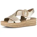 Gabor Keilsandalette Plateau, Riemchensandale, Sommerschuh mit Zierschnalle beige 40 EU (6,5 UK)