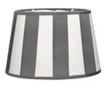 Brillibrum Design Lampenschirm gestreift Tischlampenschirm mit Streifenmuster für Lampenfassung E27 Streifen Design Tischleuchte oval rund Stoff (Grau - Weiß, Oval: 26x16x17cm)