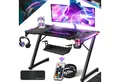 KESSER Gamingtisch, Gaming Schreibtisch mit Getränkehalter Ergonomischer Gamer Tisch
