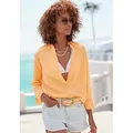 LASCANA Hemdbluse aus Leinenmix, Damenbluse mit Hemdkragen und Knopfleiste orange 36