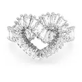 Swarovski Matrix Ring, Rhodinierter Damenschmuck im Herz-Design mit Strahlenden Swarovski Kristallen
