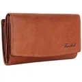 Benthill Damen Geldbörse Groß Echt Leder | Großes Portemonnaie XXL mit RFID Schutz | Vintage Echtleder Damenbörse mit vielen Kartenfächer inkl. Geschenkbox, Farbe:Braun