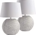 2er Set BRUBAKER Tisch- oder Nachttischlampen Weiß Keramikfüße in zweifarbigem, mattem Finish - 38 cm Höhe