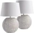 BRUBAKER Nachttischlampe 2er Set Tischlampe "Zen Garden", ohne Leuchtmittel, 2x moderne Nachttischlampen mit Keramikfuß - Tischlampen Set - Modern