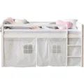 Homestyle4u Hochbett 90x200 mit Vorhang in Weiß Sterne 1888