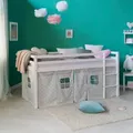 Homestyle4u Hochbett, Weiß, Grau, Holz, Kiefer, 90x200 cm, Kinder- & Jugendzimmer, Kindermöbel, Kinderbetten, Hochbetten